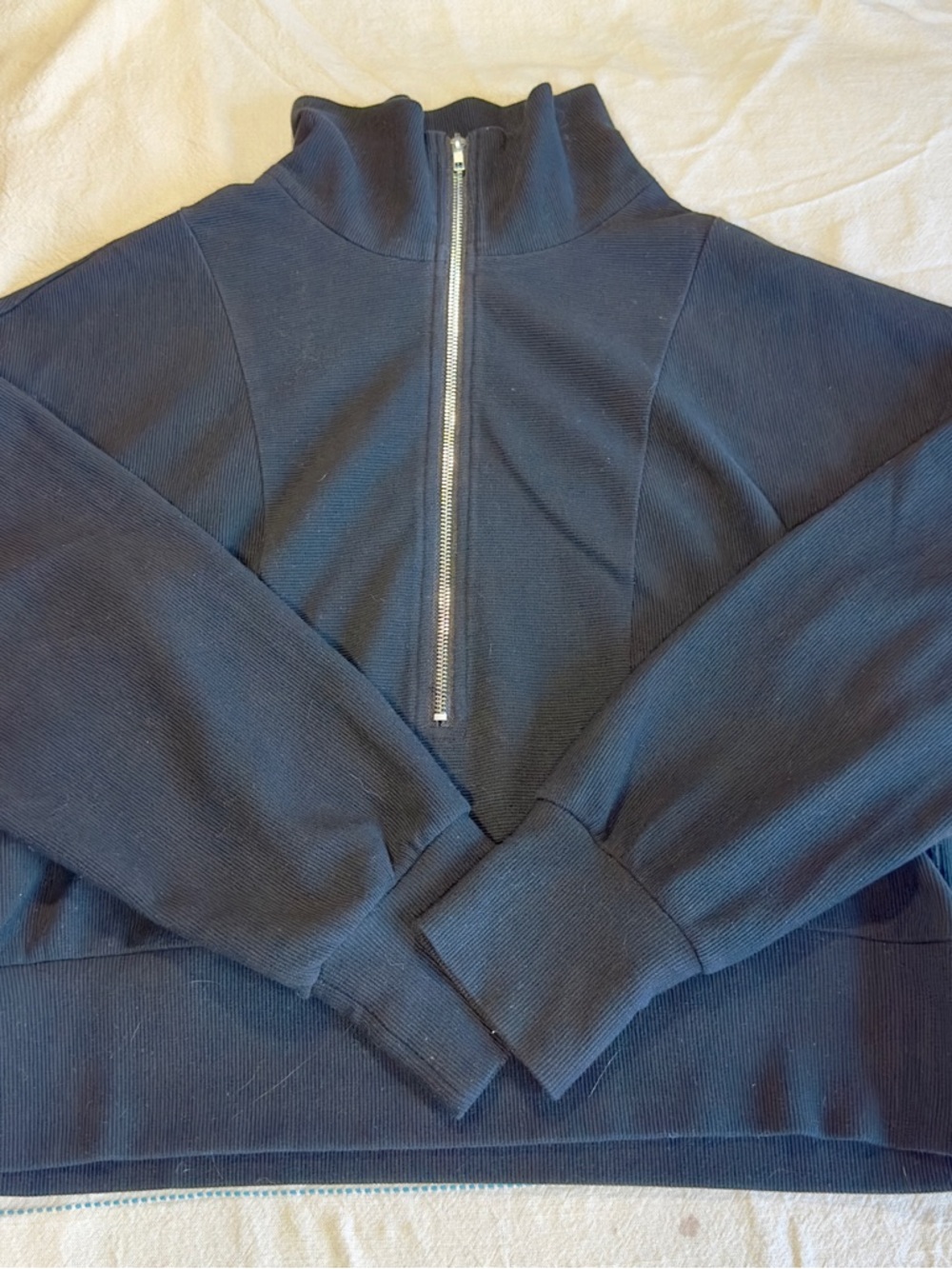 Women's Black Half-Zip Pullover Sweatshirt Size Medium